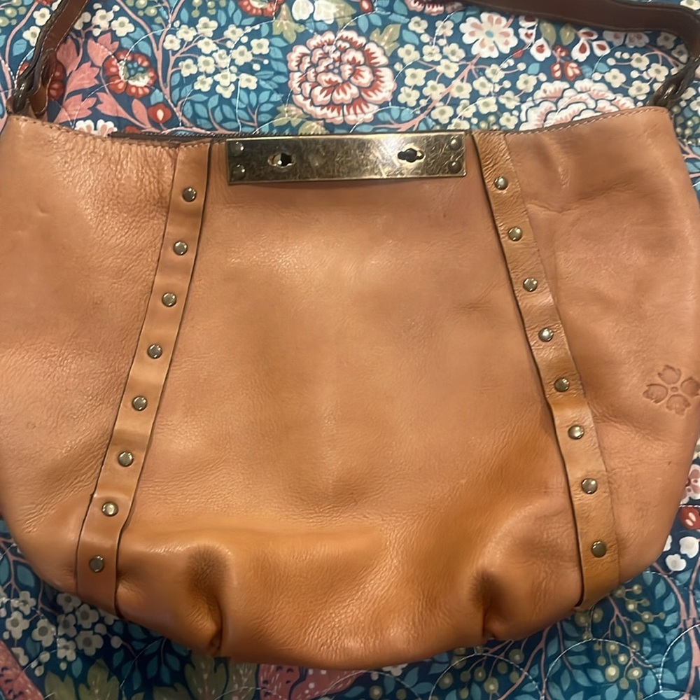 Patricia Nash Tan Leather Hobo with Stud Accents - Picture 5 of 16
